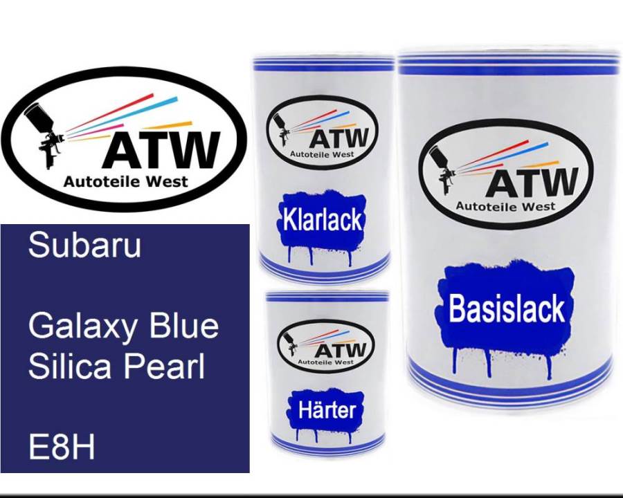 Subaru, Galaxy Blue Silica Pearl, E8H: 500ml Lackdose + 500ml Klarlack + 250ml Härter - Set, von ATW Autoteile West.